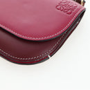 LOEWE Anagram Gate Pochette Shoulder Bag Leather Wine Red Gold Auth bs37417A-15