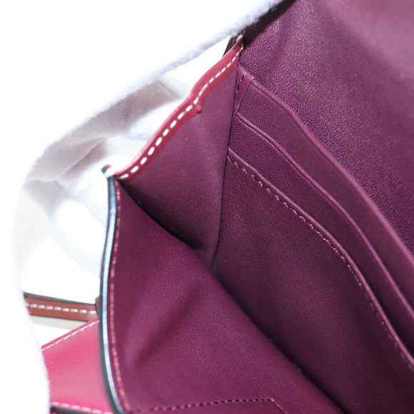 LOEWE Anagram Gate Pochette Shoulder Bag Leather Wine Red Gold Auth bs37417A