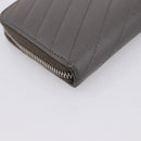 SAINT LAURENT Cassandra Long Wallet Leather Gray Silver Auth bs37418-11