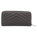 SAINT LAURENT Cassandra Long Wallet Leather Gray Silver Auth bs37418-3