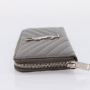 SAINT LAURENT Cassandra Long Wallet Leather Gray Silver Auth bs37418-4