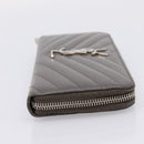 SAINT LAURENT Cassandra Long Wallet Leather Gray Silver Auth bs37418-5
