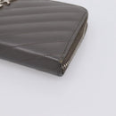 SAINT LAURENT Cassandra Long Wallet Leather Gray Silver Auth bs37418-8