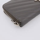 SAINT LAURENT Cassandra Long Wallet Leather Gray Silver Auth bs37418-9