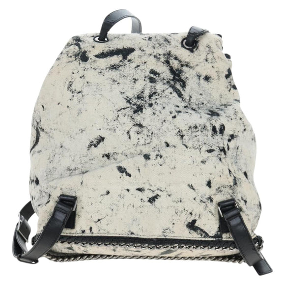 Stella MacCartney Backpack Canvas Beige Silver Auth bs37427