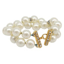 CHANEL Pearl Bracelet metal Gold CC Auth bs37428-1