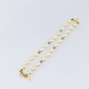 CHANEL Pearl Bracelet metal Gold CC Auth bs37428-9