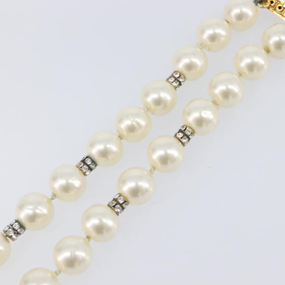 CHANEL Pearl Bracelet metal Gold CC Auth bs37428