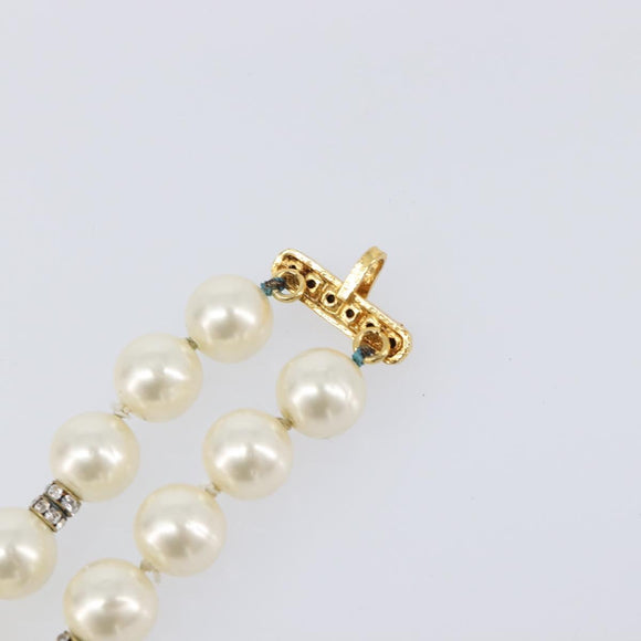 CHANEL Pearl Bracelet metal Gold CC Auth bs37428