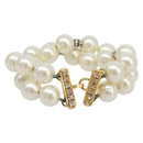 CHANEL Pearl Bracelet metal Gold CC Auth bs37428-13