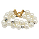 CHANEL Pearl Bracelet metal Gold CC Auth bs37428-2