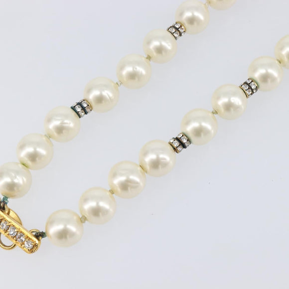 CHANEL Pearl Bracelet metal Gold CC Auth bs37428