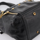 SAINT LAURENT Downtown Tote Bag Patent Leather Black Gold Auth bs37430A-15