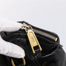 SAINT LAURENT Downtown Tote Bag Patent Leather Black Gold Auth bs37430A-10