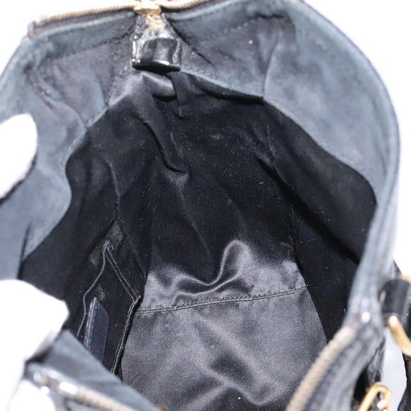 SAINT LAURENT Downtown Tote Bag Patent Leather Black Gold Auth bs37430A