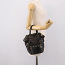 SAINT LAURENT Downtown Tote Bag Patent Leather Black Gold Auth bs37430A-24