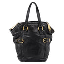 SAINT LAURENT Downtown Tote Bag Patent Leather Black Gold Auth bs37430A-2