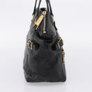 SAINT LAURENT Downtown Tote Bag Patent Leather Black Gold Auth bs37430A-3