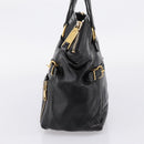 SAINT LAURENT Downtown Tote Bag Patent Leather Black Gold Auth bs37430A-4
