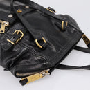 SAINT LAURENT Downtown Tote Bag Patent Leather Black Gold Auth bs37430A-6