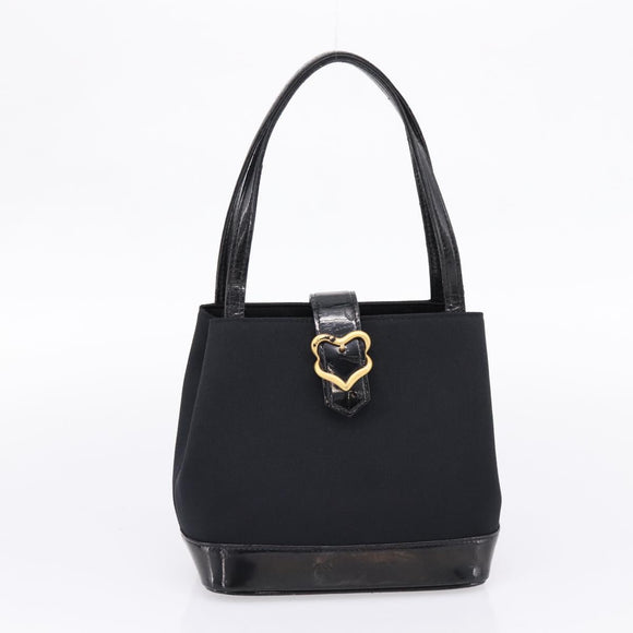 Saint Laurent Hand Bag Leather Nylon 2 Set Black Auth bs37434