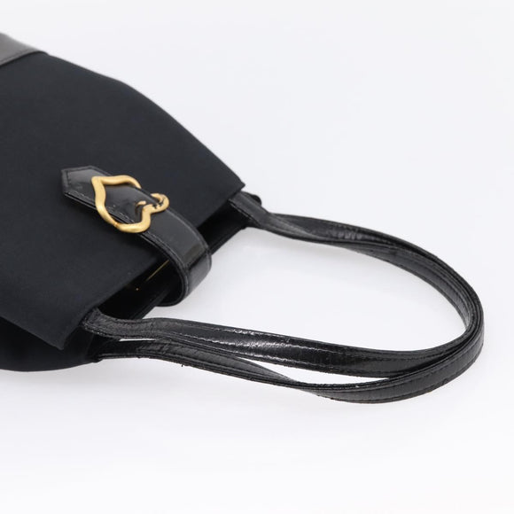 Saint Laurent Hand Bag Leather Nylon 2 Set Black Auth bs37434