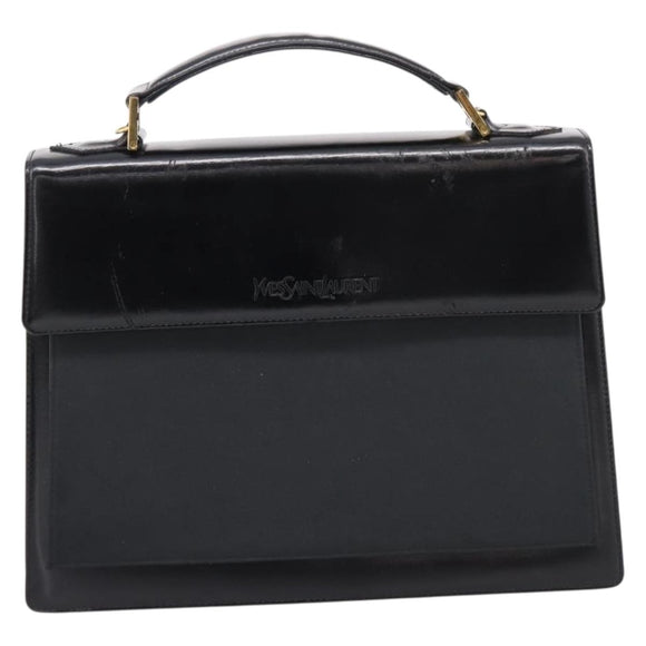 Saint Laurent Hand Bag Leather Nylon 2 Set Black Auth bs37434