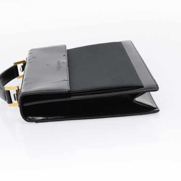 Saint Laurent Hand Bag Leather Nylon 2 Set Black Auth bs37434
