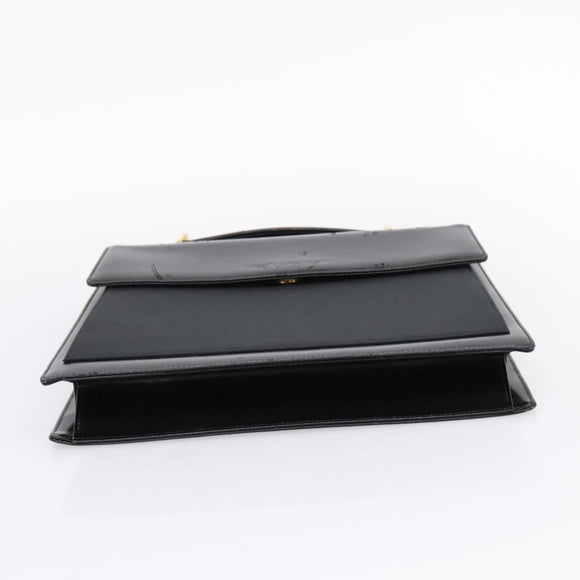 Saint Laurent Hand Bag Leather Nylon 2 Set Black Auth bs37434