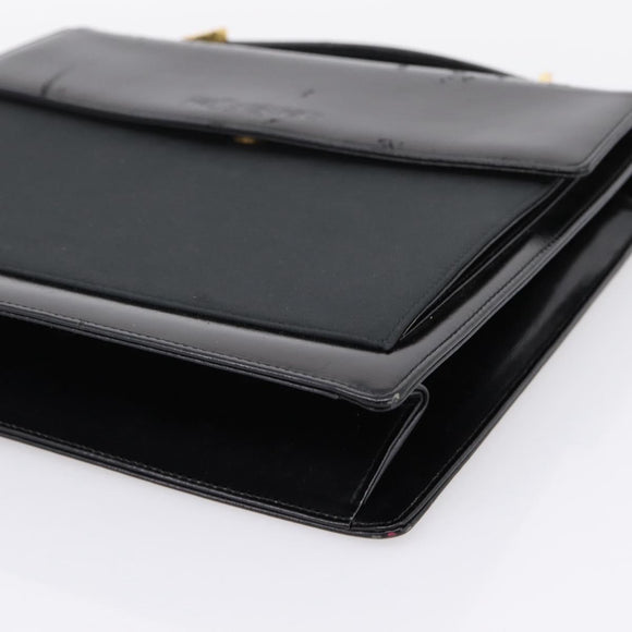 Saint Laurent Hand Bag Leather Nylon 2 Set Black Auth bs37434