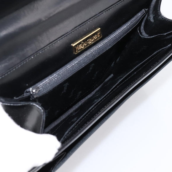Saint Laurent Hand Bag Leather Nylon 2 Set Black Auth bs37434