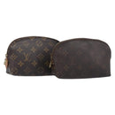 LOUIS VUITTON Monogram Pochette Cosmetic PM Pouch 2 Set LV Auth bs37435-1
