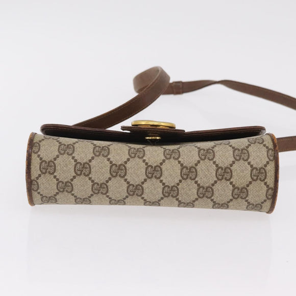 GUCCI GG Supreme Sherry Line Bag PVC Leather 3 Set Beige Yellow Auth bs37438