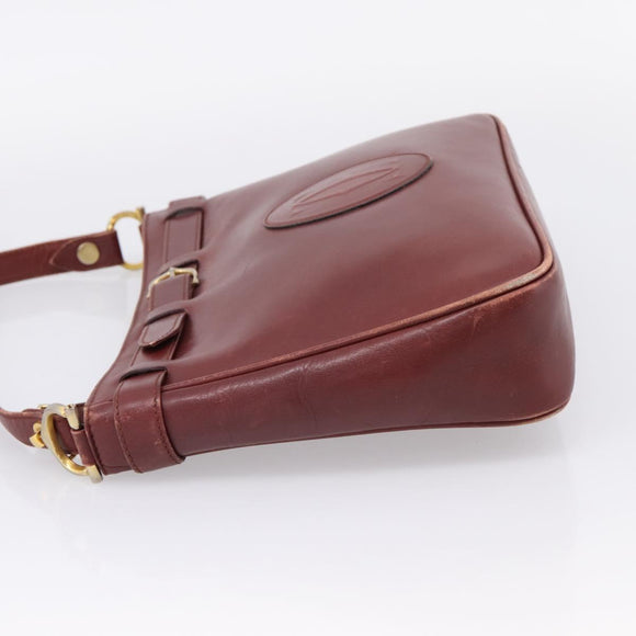 CARTIER Must Line Shoulder Bag Leather 4 Set Bordeaux Auth bs37441