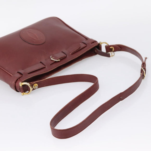 CARTIER Must Line Shoulder Bag Leather 4 Set Bordeaux Auth bs37441