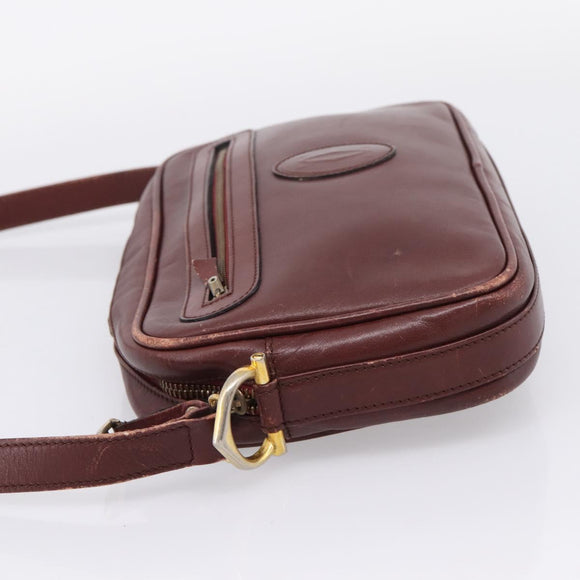 CARTIER Must Line Shoulder Bag Leather 4 Set Bordeaux Auth bs37441