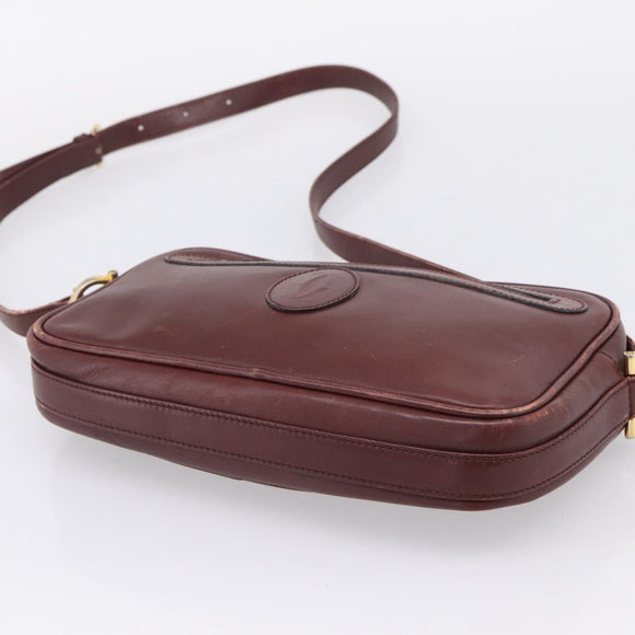 CARTIER Must Line Shoulder Bag Leather 4 Set Bordeaux Auth bs37441