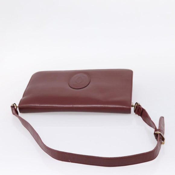 CARTIER Must Line Shoulder Bag Leather 4 Set Bordeaux Auth bs37441