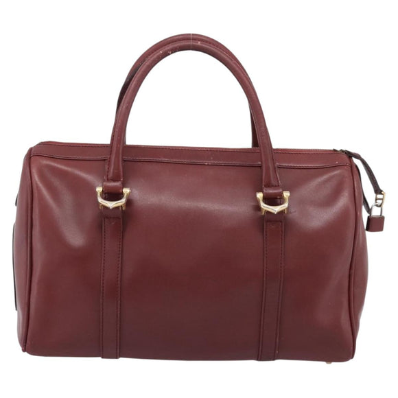 CARTIER Must Line Shoulder Bag Leather 4 Set Bordeaux Auth bs37441