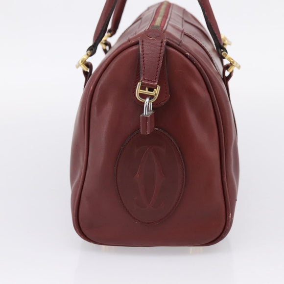 CARTIER Must Line Shoulder Bag Leather 4 Set Bordeaux Auth bs37441