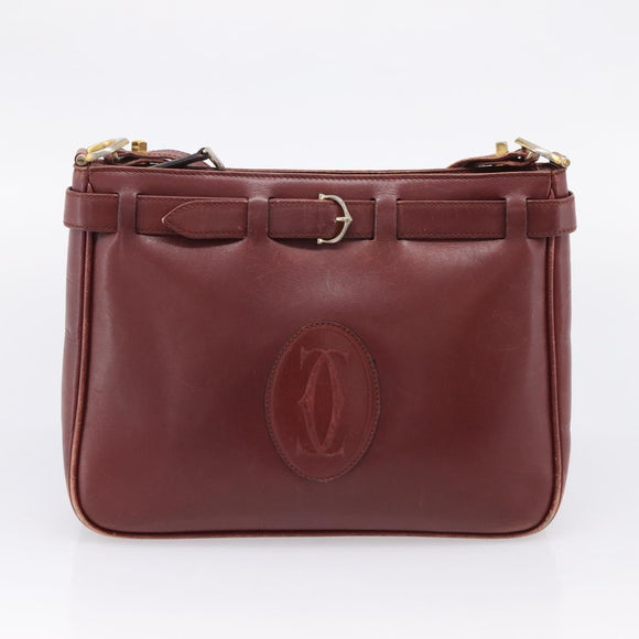 CARTIER Must Line Shoulder Bag Leather 4 Set Bordeaux Auth bs37441