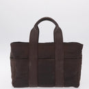 HERMES Hand Bag Cotton Nylon 3 Set Brown Gray Auth bs37446-11