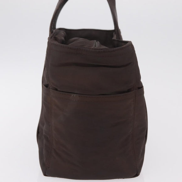 HERMES Hand Bag Cotton Nylon 3 Set Brown Gray Auth bs37446