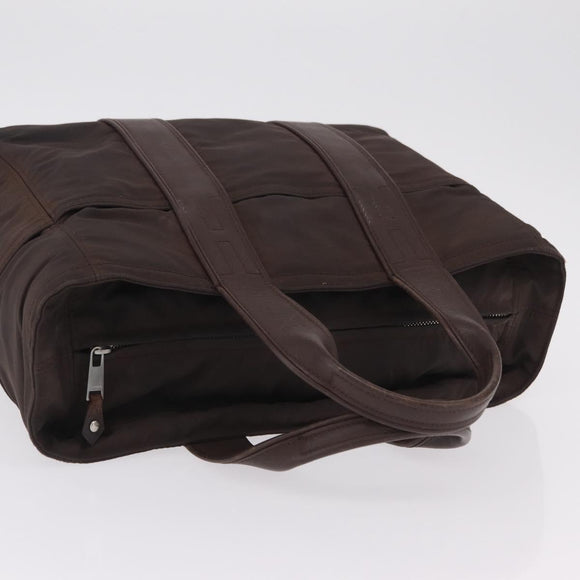 HERMES Hand Bag Cotton Nylon 3 Set Brown Gray Auth bs37446