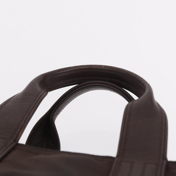HERMES Hand Bag Cotton Nylon 3 Set Brown Gray Auth bs37446