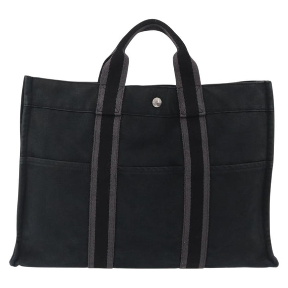 HERMES Hand Bag Cotton Nylon 3 Set Brown Gray Auth bs37446