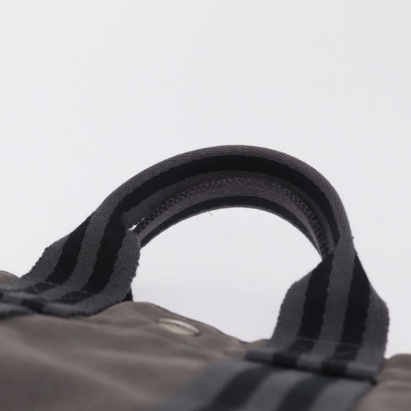 HERMES Hand Bag Cotton Nylon 3 Set Brown Gray Auth bs37446