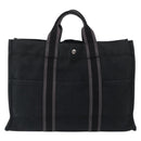 HERMES Hand Bag Cotton Nylon 3 Set Brown Gray Auth bs37446-3