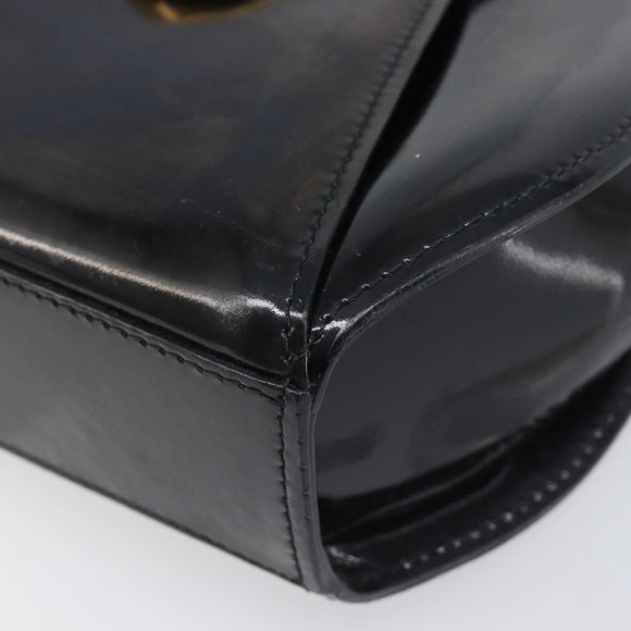 Cartier PANTHERE Hand Bag Patent Leather Black Gold Auth bs37451