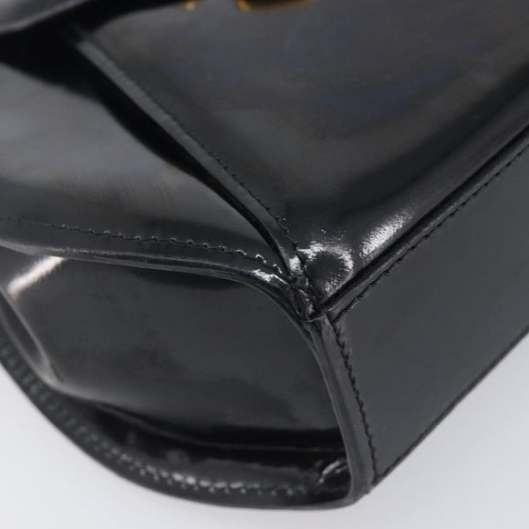 Cartier PANTHERE Hand Bag Patent Leather Black Gold Auth bs37451